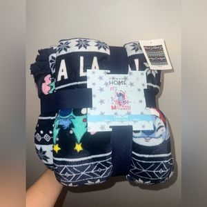 Disney Stitch Blanket throw home its stitch-mas chrismas blanket new snow soft